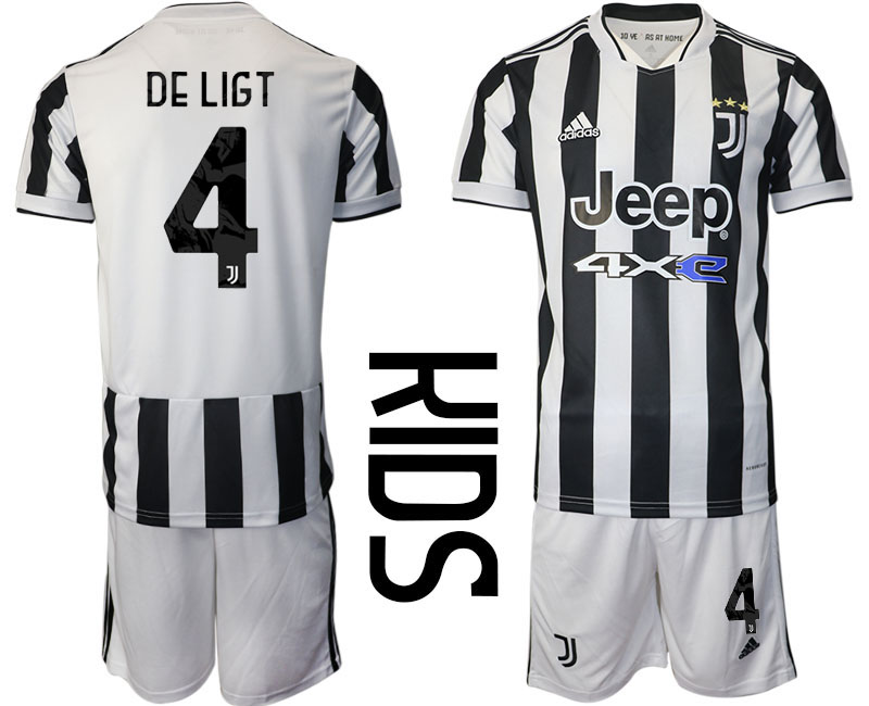 Youth 2021-2022 Club Juventus home white #4 Adidas Soccer Jersey->customized soccer jersey->Custom Jersey